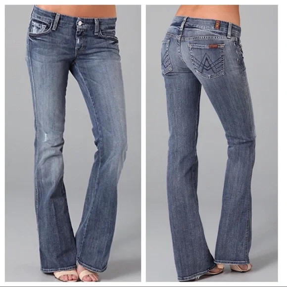 7 For All Mankind 7FAM "A" Pocket Bootcut Wide Flare Leg Jeans Blue Size 30 - Picture 16 of 16